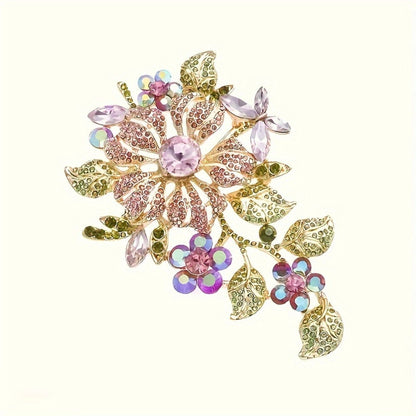 Brooch Pin - Rose for Women Sparkling Crystal Flower Elegant Luxury Rhinestone for - product detail view 6