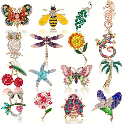 Brooch Pin - Set for Women 16pcs Rhinestone Vintage Animal Insect Plant Lapel Bulk - main product view