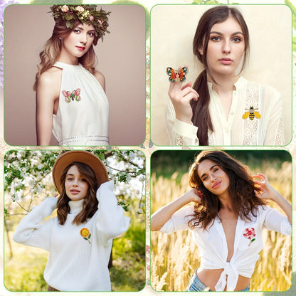 Brooch Pin - Set for Women 16pcs Rhinestone Vintage Animal Insect Plant Lapel Bulk - product detail view 3