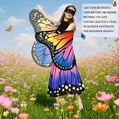 Butterfly Costume - Set Women 4pcs Fairy Wings Cape Skirt Antenna Headband Lightweight - product detail view 8