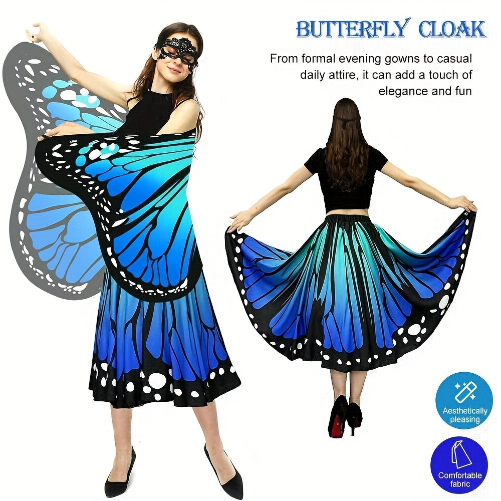 Butterfly Costume - Set Women 4pcs Fairy Wings Cape Skirt Antenna Headband Lightweight - product detail view 14