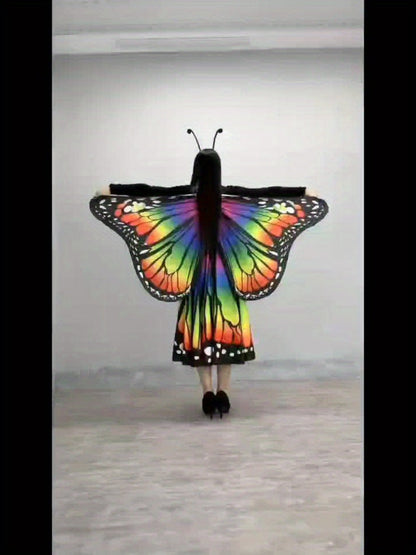 Butterfly Costume - Set Women 4pcs Fairy Wings Cape Skirt Antenna Headband Lightweight - product detail view 16