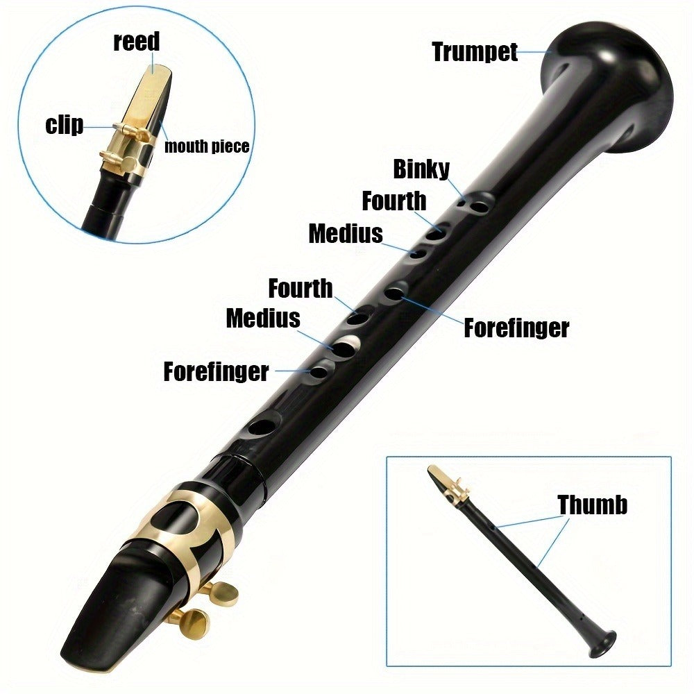 C-Key Pocket Saxophone, Portable Mini Woodwind Instrument with Carry Bag detail image - detail view 4