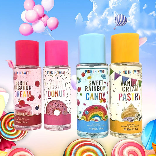 Women's Fragrance Gift Set - Body & Hair Perfume Spray 4-Piece Set 2 fl oz Each | Sweet Long Lasting Scent for Date Party & Gifting