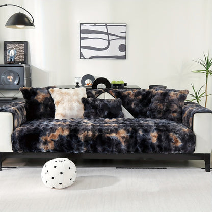 Sofa Cover, Faux-Lamb Plush Gradient Couch Pad in Five Colors with Armchair, Backrest and Seat Sizes