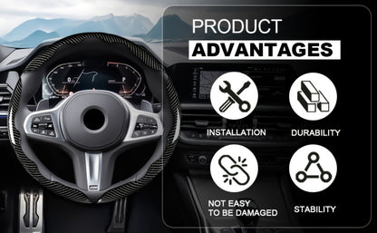 Steering Wheel Cover Carbon Fiber 3Pcs – Anti-Slip Scratch-Resistant Protector for Toyota RAV4, Camry, Corolla, Highlander, Tacoma, Tundra, 4Runner & Sequoia | Black & Red