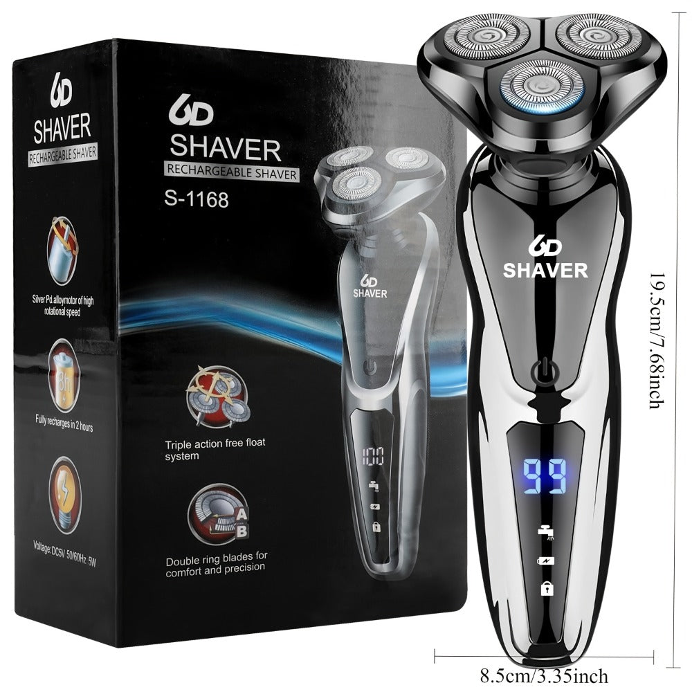 Electric Shaver 2-Pack with 3D Floating Heads, LED Power Indicators and Rechargeable Washable Design