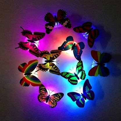 LED Butterfly Wall Stickers 30pcs 3D Glowing Butterfly Decorations Night Light Colorful Wall Decals for Bedroom Living Room Party Wedding Christmas Holiday Home Decor Random Color