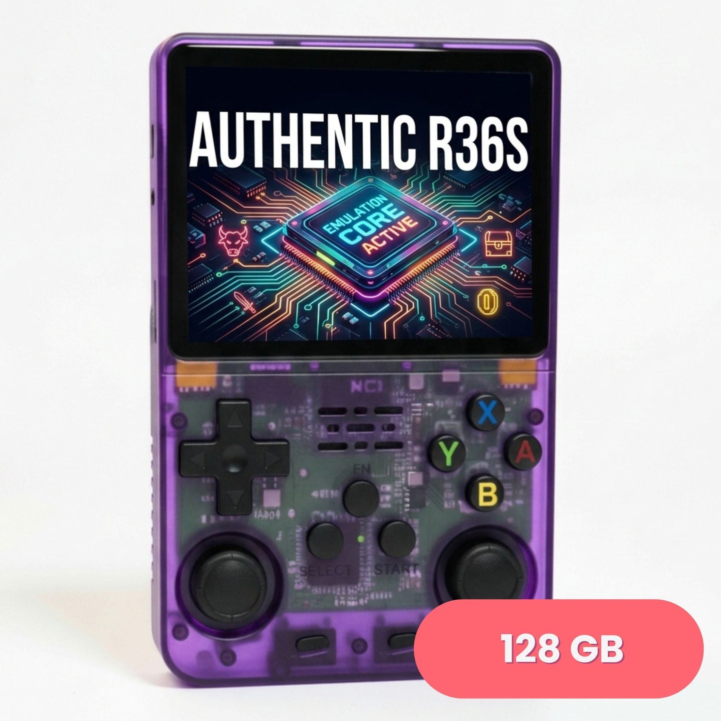 R36S Retro Handheld Game Console ArkOS 3.5" IPS Screen 64GB 128GB – Portable Emulator Gaming Device USB-C 10Hr Battery, Black White Purple, Classic Retro Gaming Gift for Kids Adults