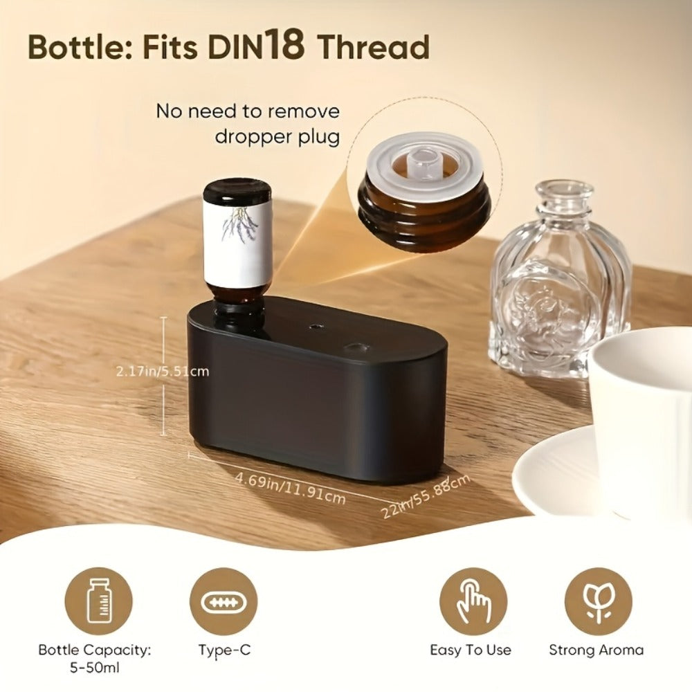 Waterless Essential Oil Diffuser – Smart Aroma Diffuser with 3 Modes, Auto Cycle Atomizer & Colorful LED Lights for Home Office Car Yoga, Mini Portable Scent Diffuser (Oils Not Included)