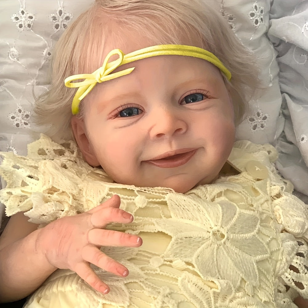Reborn Doll Sebastian 19-Inch Soft Vinyl Figure with Hand-Rooted Blonde Hair, Open Eyes and Accessory Set