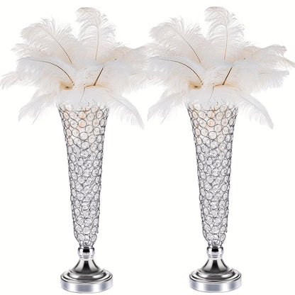 Crystal-Style Trumpet Decorative Vase Set in Gold or Silver and Two- or Ten-Piece Options for Home and Everyday Use