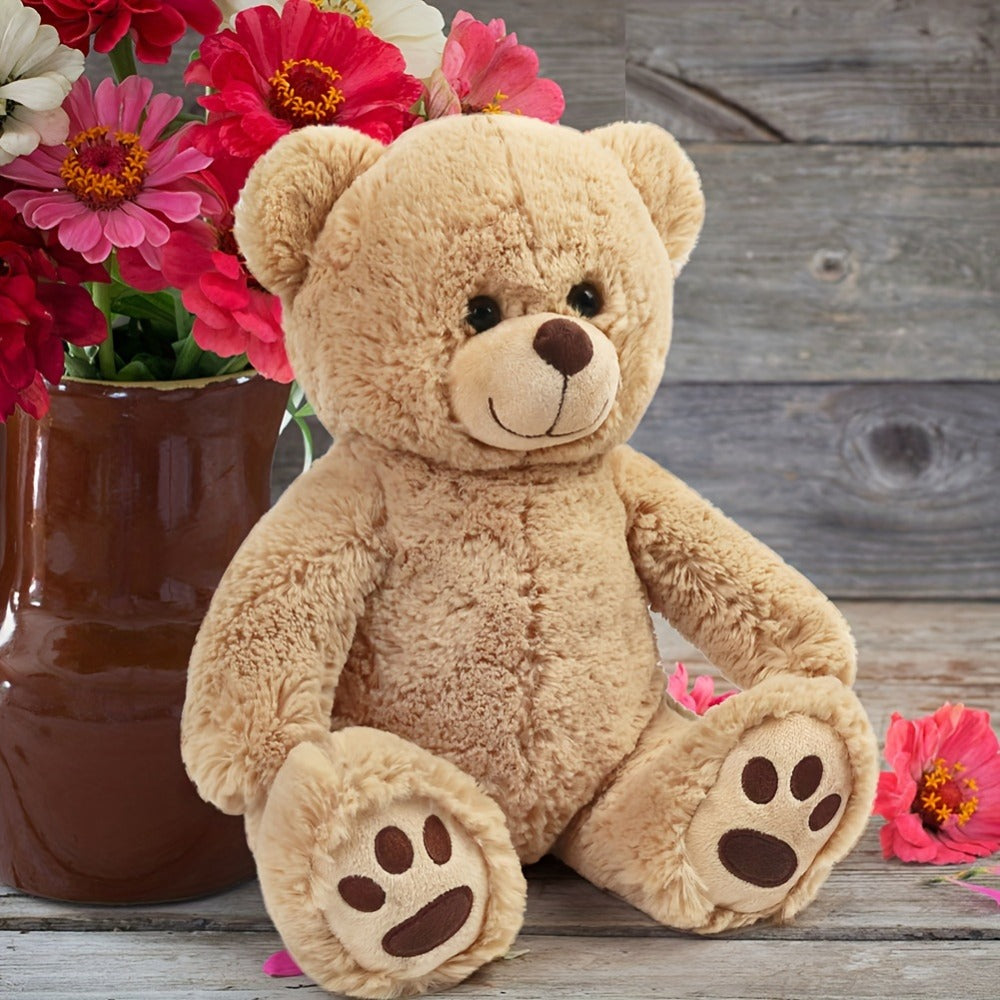 Plush Toy – Soft Brown Teddy Bear in 10-Inch or 12-Inch Sizes with Classic Paw-Pad Details
