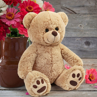 Plush Toy – Soft Brown Teddy Bear in 10-Inch or 12-Inch Sizes with Classic Paw-Pad Details