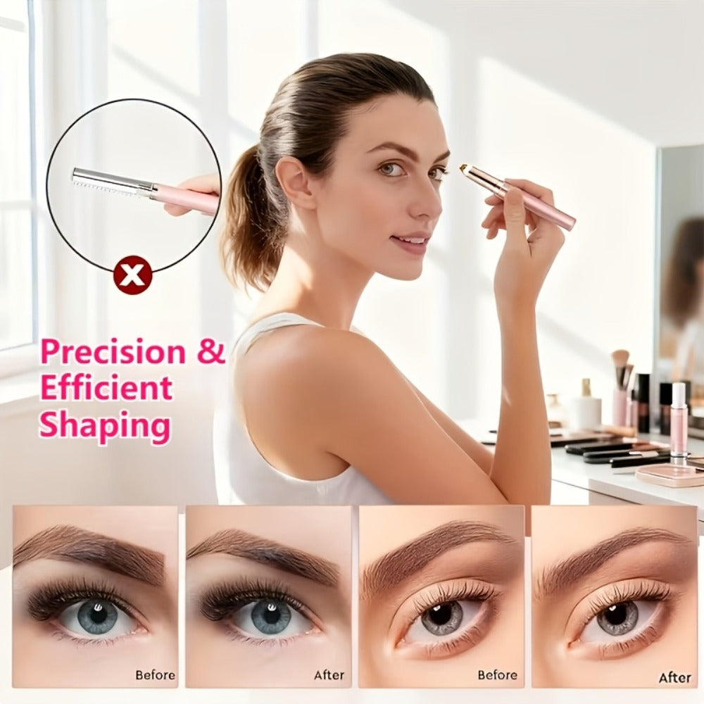 Two-Piece Rechargeable Eyebrow Trimmer Set in Pink, White or Three Colorful Finish Options for Facial Grooming