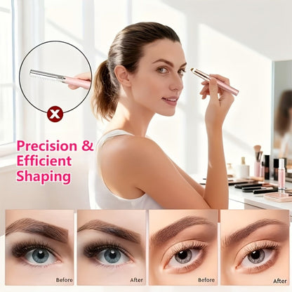 Two-Piece Rechargeable Eyebrow Trimmer Set in Pink, White or Three Colorful Finish Options for Facial Grooming