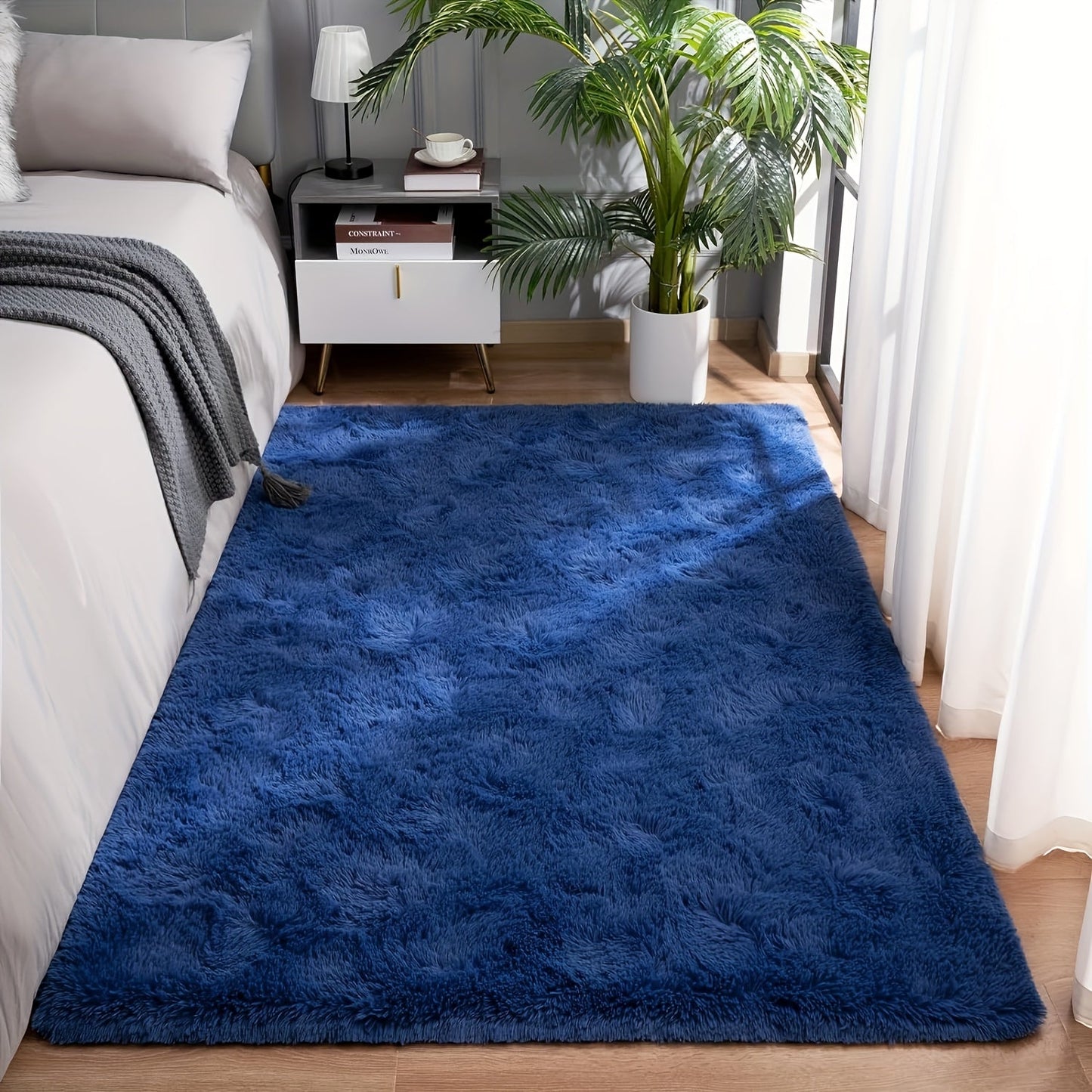Shaggy Area Rug Soft Plush Fuzzy Carpet Non-Slip Tie-Dye Design for Bedroom Living Room Nursery Dorm — Pet Friendly Machine Washable Multiple Sizes & Colors