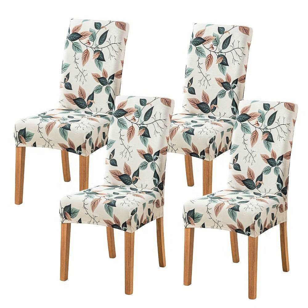 Printed Stretch Dining Chair Covers in Ten Patterns with Four- or Six-Piece Set Checkouts for Parsons Chairs