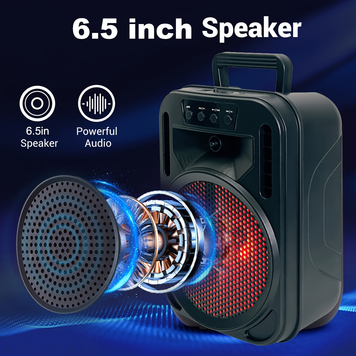 8-Inch Portable Party Speaker with Bluetooth, FM, LED Light, Remote, Microphone, AUX, USB and TF, Four Options