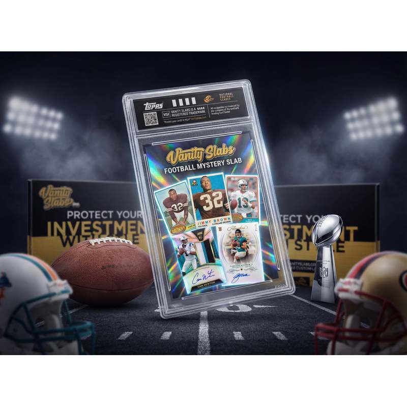 Sports Trading Cards, Football Vanity Slab with Red Label or Two-Slab Options for Display Collections
