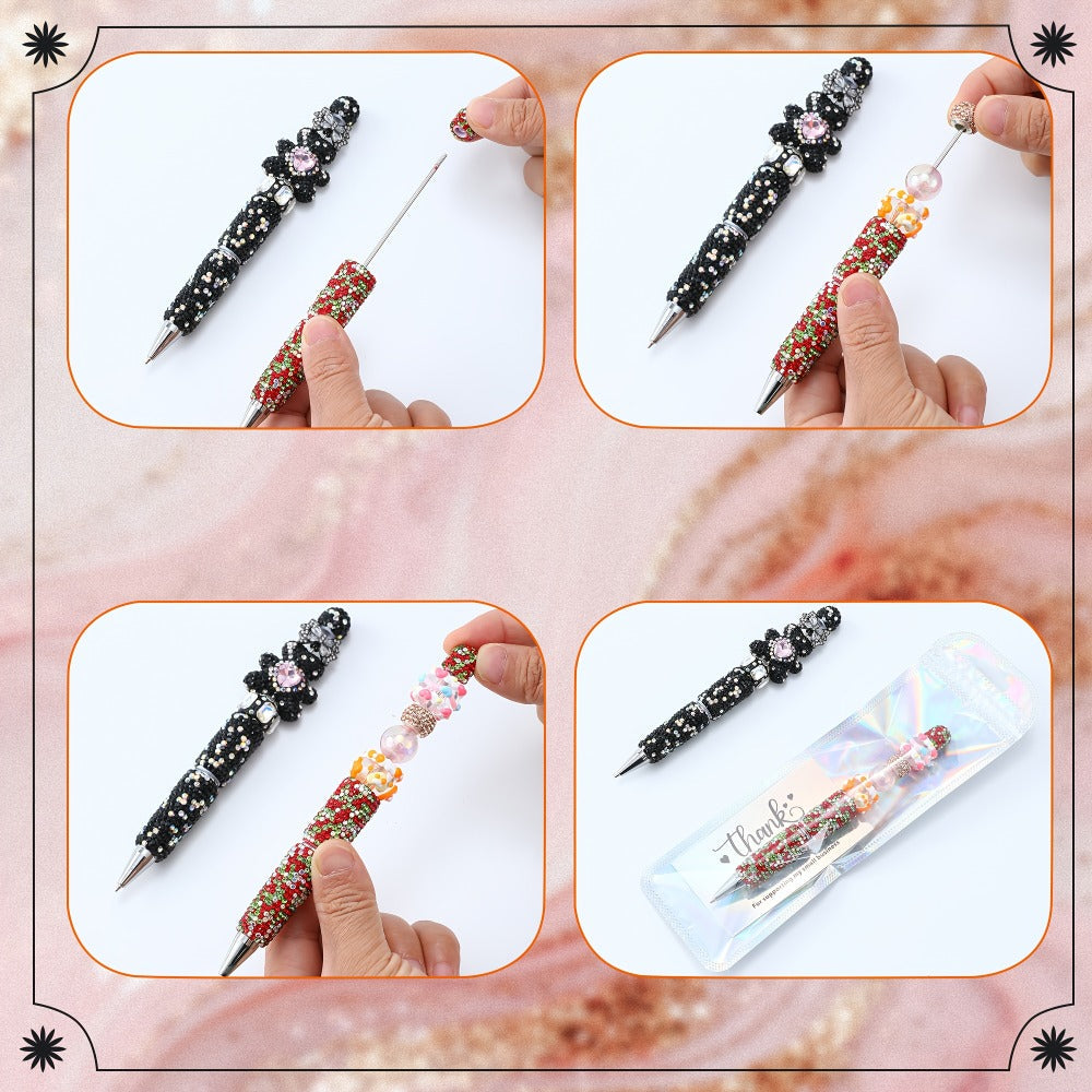 Glitter Beaded Ballpoint Pens, 20-Piece Colorful Set with Sparkly String Beads for Office, School, Party Favors and Gift Bags