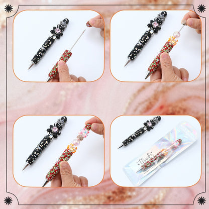 Glitter Beaded Ballpoint Pens, 20-Piece Colorful Set with Sparkly String Beads for Office, School, Party Favors and Gift Bags