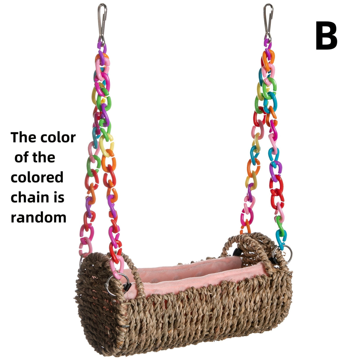Rattan Hanging Bird Nest and Swing with Removable Mat and Choice of Natural Rope or Colorful Chain