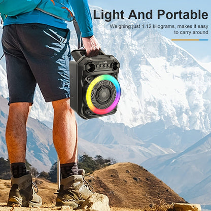 Portable Wireless Karaoke Speaker with Microphone & Bass Boost, TWS Stereo Sound, TF/SD Card Player