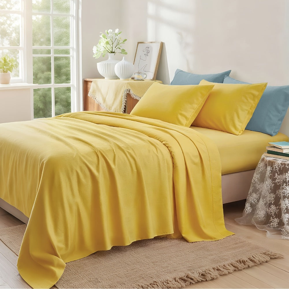 Fitted Sheet Set Deep Pocket | Soft Cooling Breathable Bedding 3-4pcs Fade-Resistant All-Season for Twin Full Queen King – Solid Color Bed Sheets for Dorm Guest Room Everyday Use