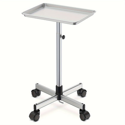 6-Color Premium Aluminum Salon Rolling Tray on Wheels — Adjustable Height Hairdresser Cart, Tattoo Tray, Spa Service Trolley for Nail Tech, Barber & Beauty Studio