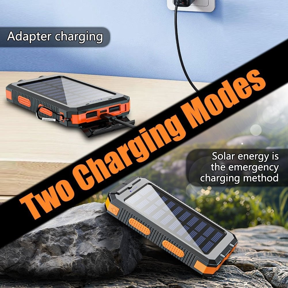 Solar Power Bank, 45800mAh QC3.0 Dual-USB Charger with Solar Panel, LED Flashlight and Five Color Options