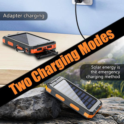 Solar Power Bank, 45800mAh QC3.0 Dual-USB Charger with Solar Panel, LED Flashlight and Five Color Options