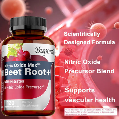 Dietary Supplement Beet Root Capsules with Source-Listed Nitrates, Black Pepper and Antioxidants, 120 Count