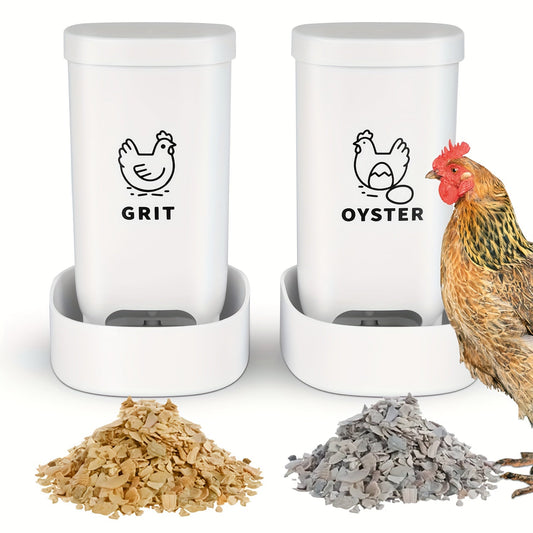 Oyster Shell Feeder & Grit Feeder Set Gravity Fed Waterproof 2-Pack