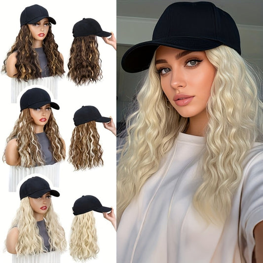 Synthetic Wig 18-Inch Curly-Wavy Baseball Cap Style in Three Highlighted Color Codes for Daily Wear