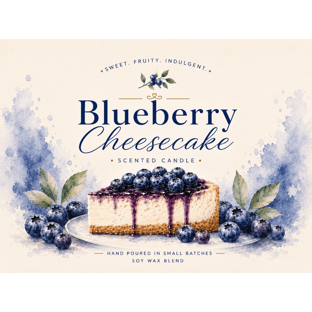 Blueberry Cheesecake Scented Soy Wax Candle – 8 oz Mason Jar | Natural Soy, Cotton Wick, Vegan, Phthalate Free | 30-40 Hr Burn | Holiday & Fall Home Decor Gift