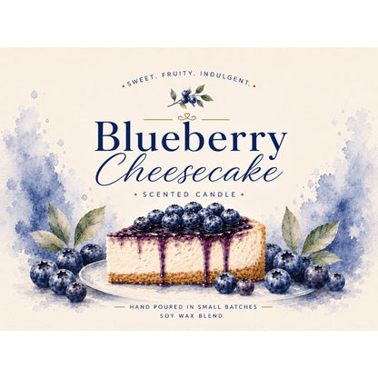 Blueberry Cheesecake Scented Soy Wax Candle – 8 oz Mason Jar | Natural Soy, Cotton Wick, Vegan, Phthalate Free | 30-40 Hr Burn | Holiday & Fall Home Decor Gift