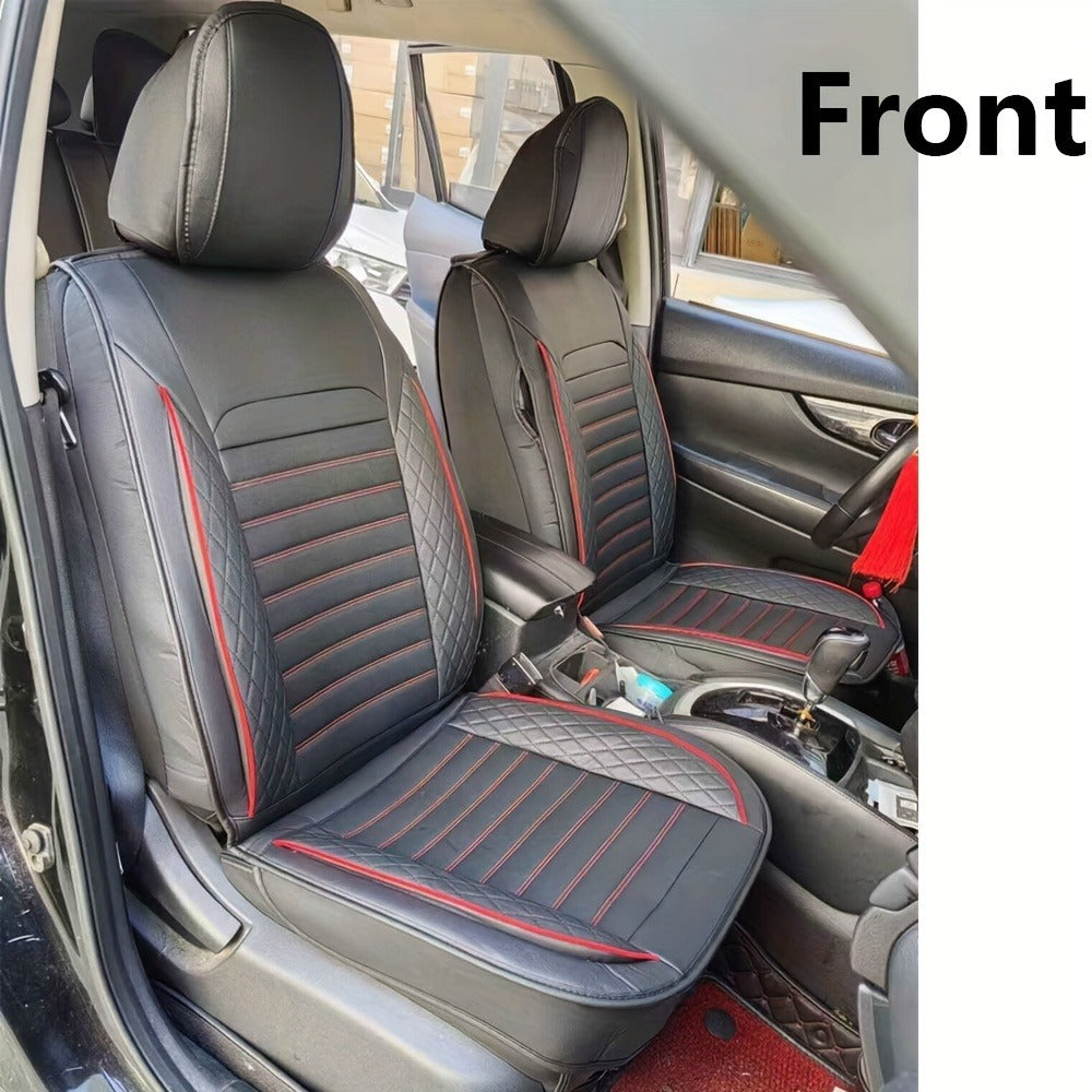 Car Seat Covers Full Set – 5-Seat PU Leather Airbag Compatible Universal Fit Sedan SUV Truck Waterproof with Front Storage Bag & Detachable Armrest