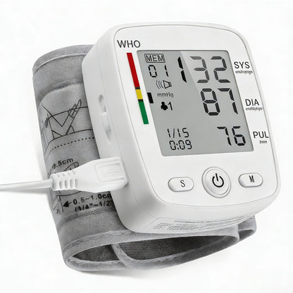 Wrist Blood Pressure Monitor Rechargeable - Digital BP Monitor with Large LCD, Voice Broadcast, 2×99 Memory & USB Charging