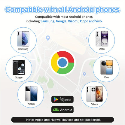 Two-Pack Round Android Find My Device Trackers with Black Key Ring Holders and Replaceable Batteries