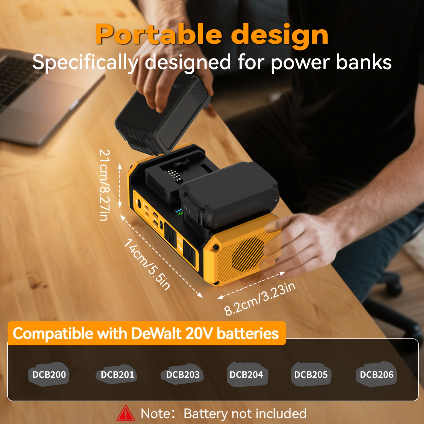 HASEED 350W Pure Sine Wave Power Inverter For DeWalt 20V Battery, 120V AC, 140W PD Fast Charging, Portable Power Station For Camping, Emergency, Outdoor (No Battery)