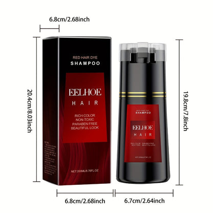 Hair Dye Shampoo, EELHOE Red Two-Pack with Two 200ml Pump Bottles for At-Home Color Application
