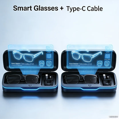 AI Smart Glasses with Real-Time Translation – Open-Ear Audio, Wireless Music, Built-In Mic & Speaker, Bluetooth Wearable Tech for Travel Work Daily Use, Black or White (Single or 2-Pack)
