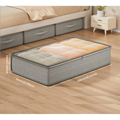 Under-Bed Storage Box Set in 1, 2, 3 or 5 Pieces with Handles, Clear Top and 100 x 50 x 18 cm Size