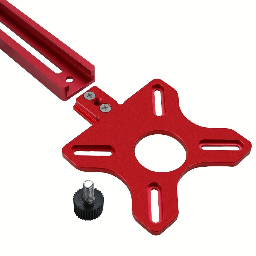 Router Circle Cutting Jig with Adjustable Red Guide Rail for Woodworking Routers and Circular Cutting Projects