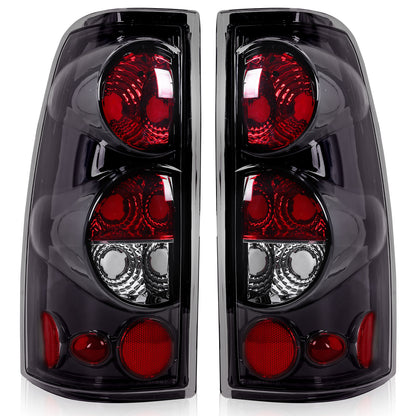 Tail Lights for Chevy Silverado 1500 2500 3500 1999-2006 & GMC Sierra 1999-2003 – Direct Replacement Pair | Black Housing | Smoked Gray / Red / Smoked Lens Options