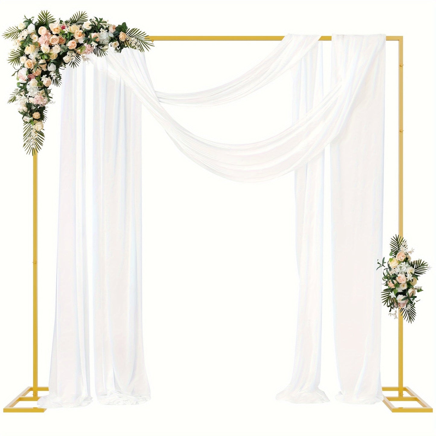 Backdrop Stand Gold Square Frame with 6.5, 6.6 and 8-Foot Selections, Adjustable Crossbar and Flat Feet