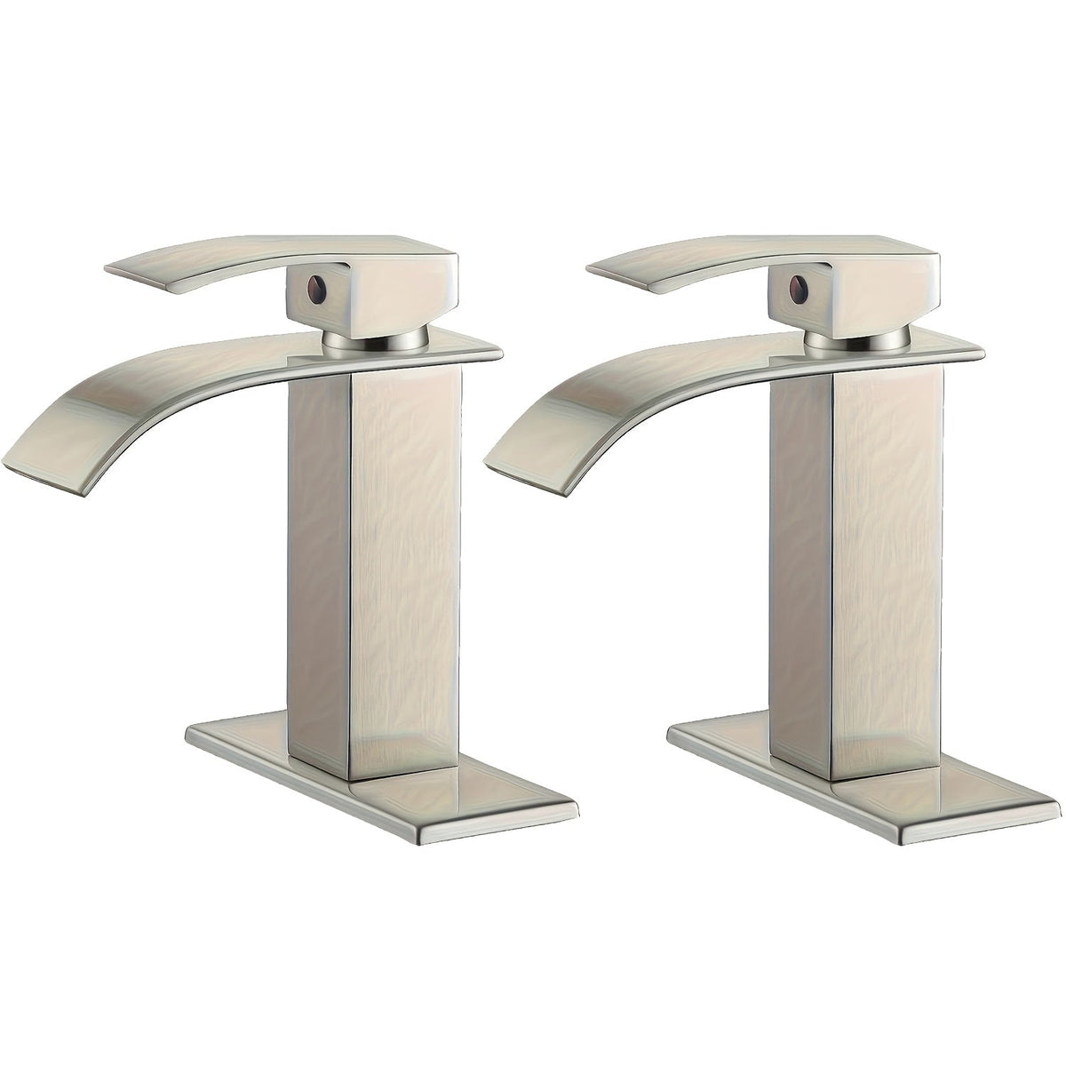 Waterfall Bathroom Sink Faucet, Single Hole or 3-Hole Mixer Tap with 6" Deck Plate, Ceramic Valve