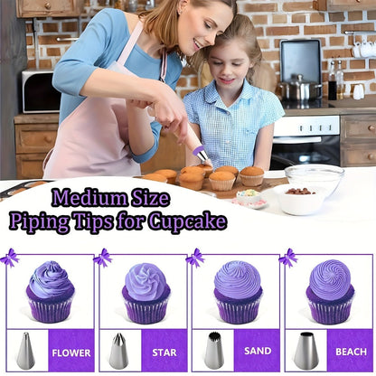 Piping Bags and Tips Set 492pcs Complete Cake Decorating Kit with Turntable Frosting Spatula Chocolate Mold Baking Tools for Beginners Professionals