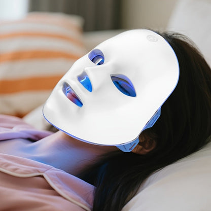Portable 7-Color LED Facial Mask Device, USB Rechargeable Home Beauty Skincare Tool for Face Care